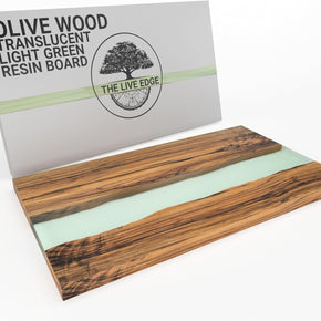 Olive Wood Resin Charcuterie Board in Translucent Light Green Color