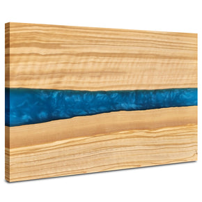 Olive Wood With Resin River Cheese Board | Charcuterie Board | Serving Tray (Blue)